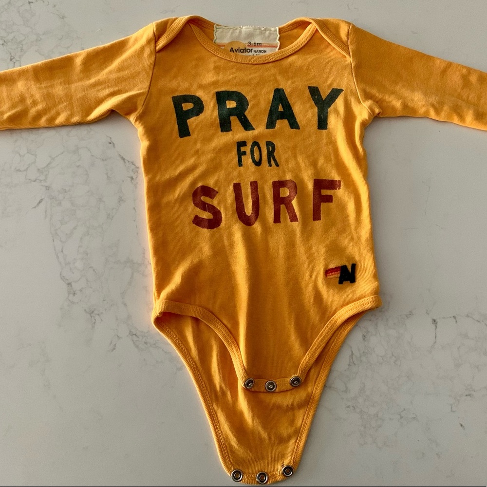 Aviator Nation distressed long sleeve baby bodysuit